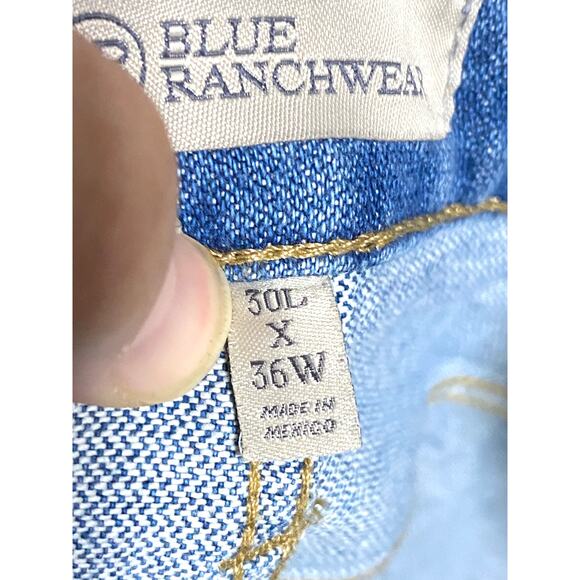 Blue Ranchwear Men 36 Bronc Rider Light Medium Wash Rigid Regular Straight Jeans - Picture 8 of 10